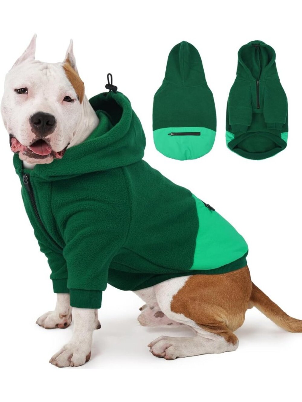 Cozy Fleece Dog Hoodie for Large Breeds, Long Sleeve, Adjustable Collar, Winter